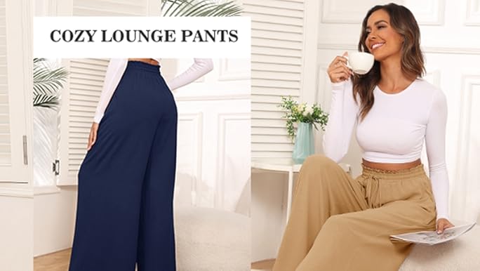 Amazon.com: YuYukan Women's Wide Leg Lounge Pants Elastic