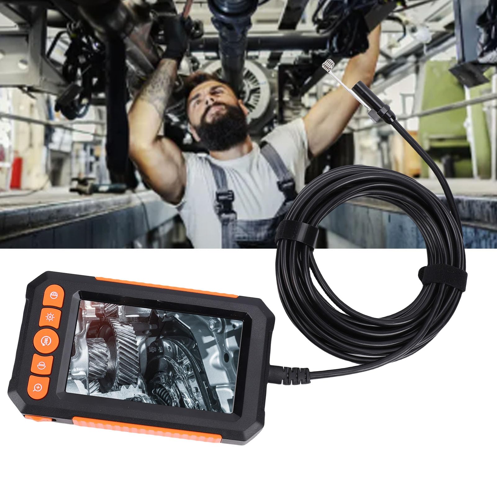 Endoskopkamera mit 8 LED-Leuchten High Definition 1080P für Industrielle Inspektion Flexibles Kabel 4,3-Zoll-Bildschirm