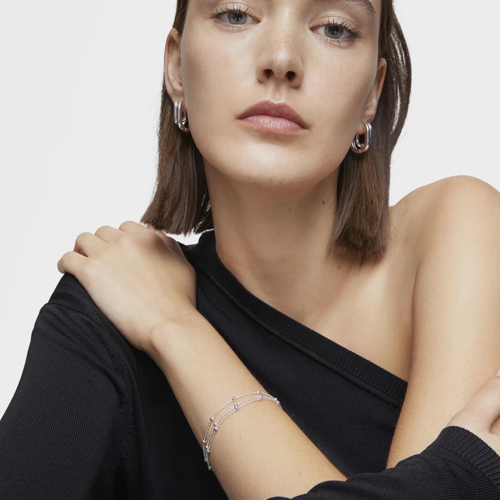 TOUS Pulsera Triple Cadena para Mujer de Plata de Primera Ley, Colección Basics
