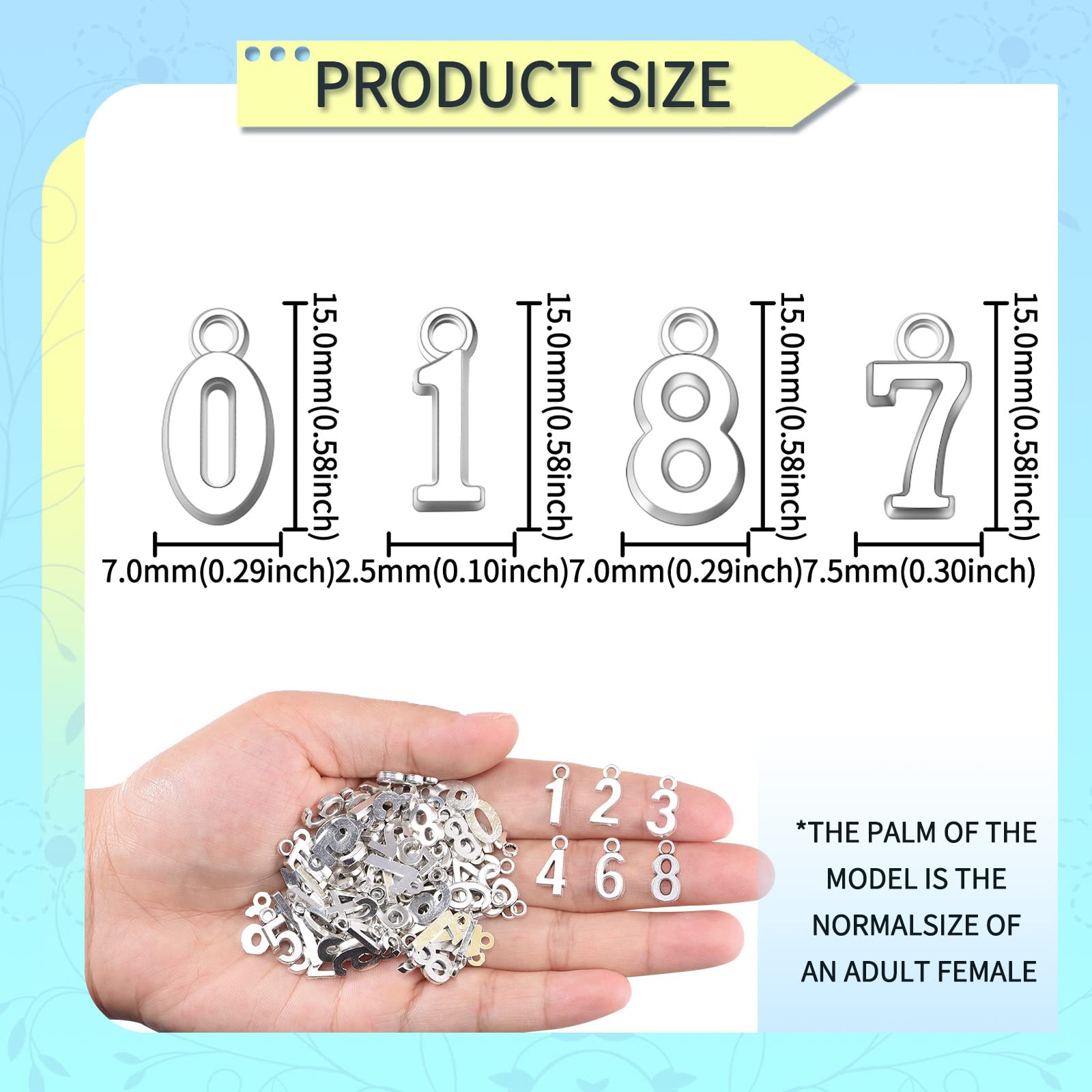 zxl 100pcs Antique Silver Plated 0-9 Figures Numbers Charms Pendant for Necklace Bracelet Diy Jewelry Making Accessories 16x8mm (100pcs Figures)