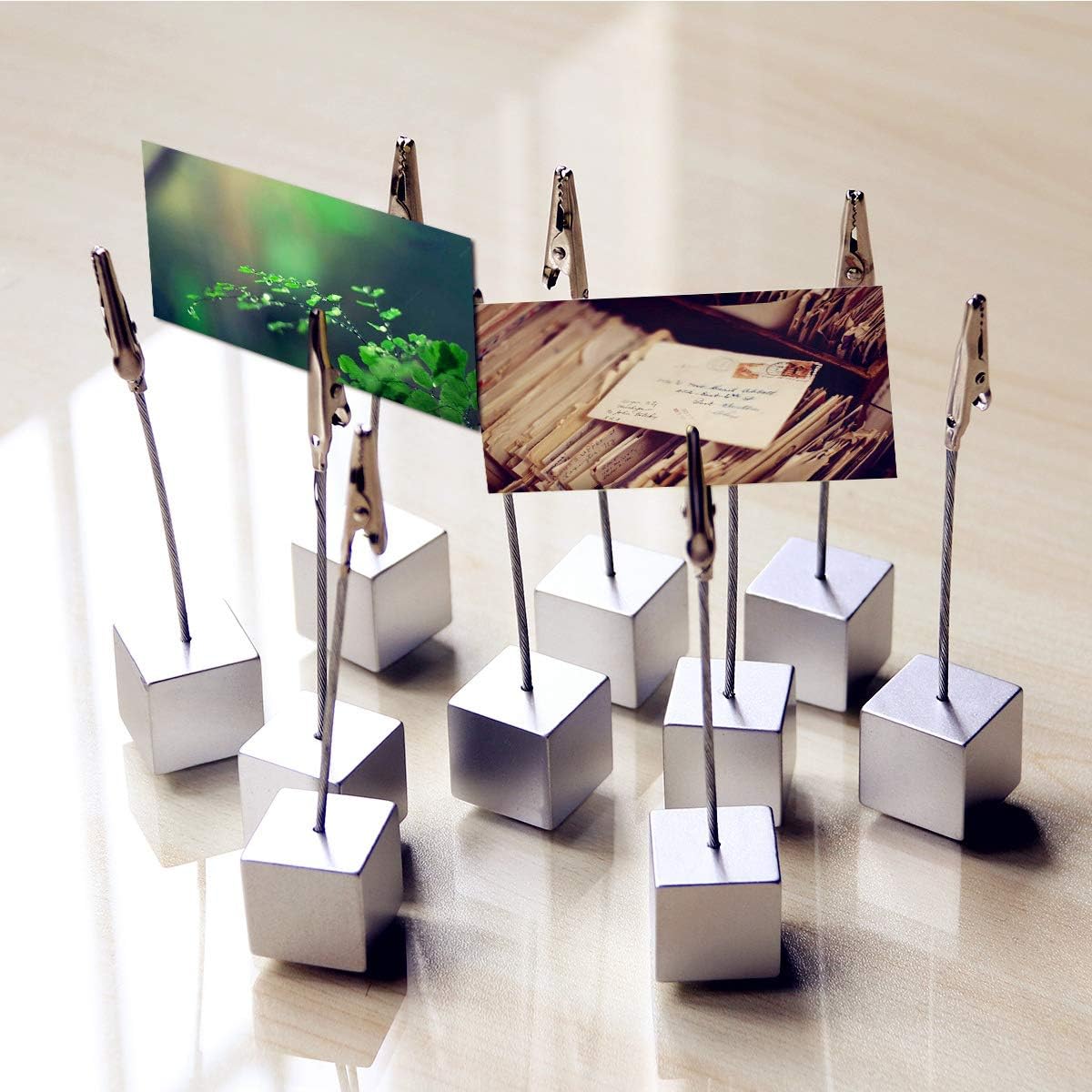 NUOLUX 10pcs Memo Clip Holder Stand with Alligator Clasp for Pictures Card Paper Note Clip (Silver) - Image 4