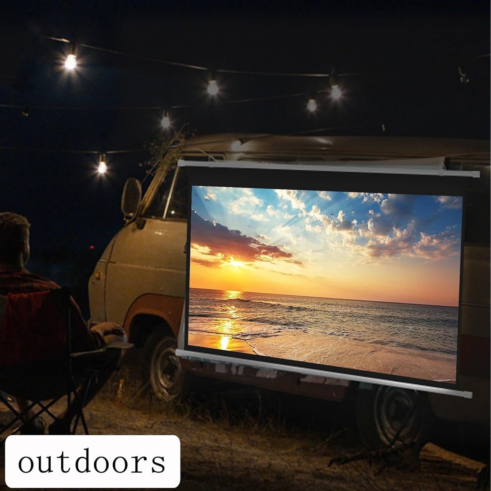 Ekran projektora 76.2 cm, 101.6 cm, 127.0 cm, 152.4 cm, 182.9 cm Indoor Outdoor Portable Projection Movies Screens Ręcznie zwijany ekran projekcyjny 16:9 HD Ekran projekcyjny ścienny i sufitowy do