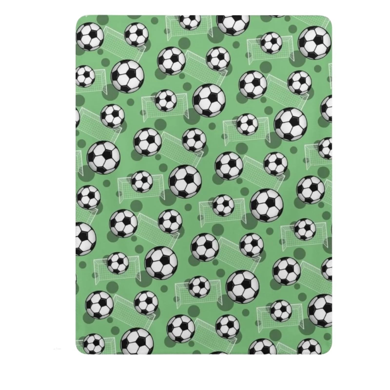 WSQHAO Soccer Ball And Goal Green Pattern - Throw Blanket Breathable Lightweight for Bed Couch(200x150cm(80x60in))