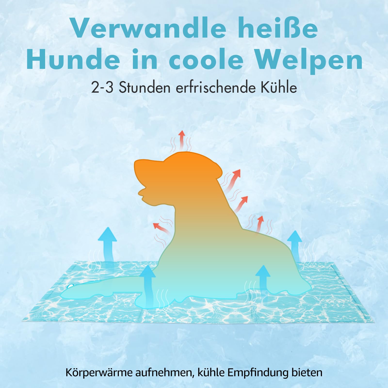 Pawtasy Kühlmatte Hund, Kühldecke für Hunde und Katzen, Kühlkissen mit Ungiftiges Gel, Hundekühlmatte Selbstkühlend für Große Mittelgroße Haustiere, Kühlende Hundematte - XL 100 x 60 cm