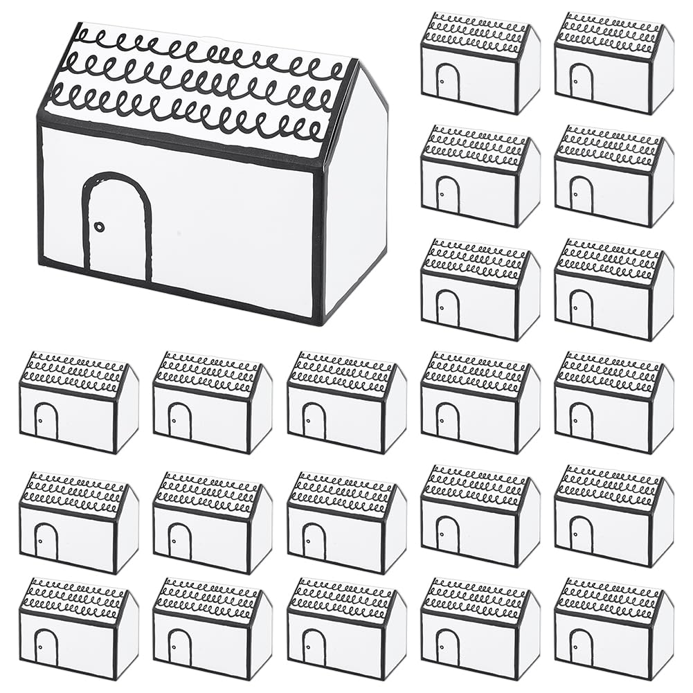 BENECREAT 25Pcs House Shaped Gift Boxes, 13x7x10cm White Paper Candy Box Cardboard Boxes for Wedding Birthday Home Party