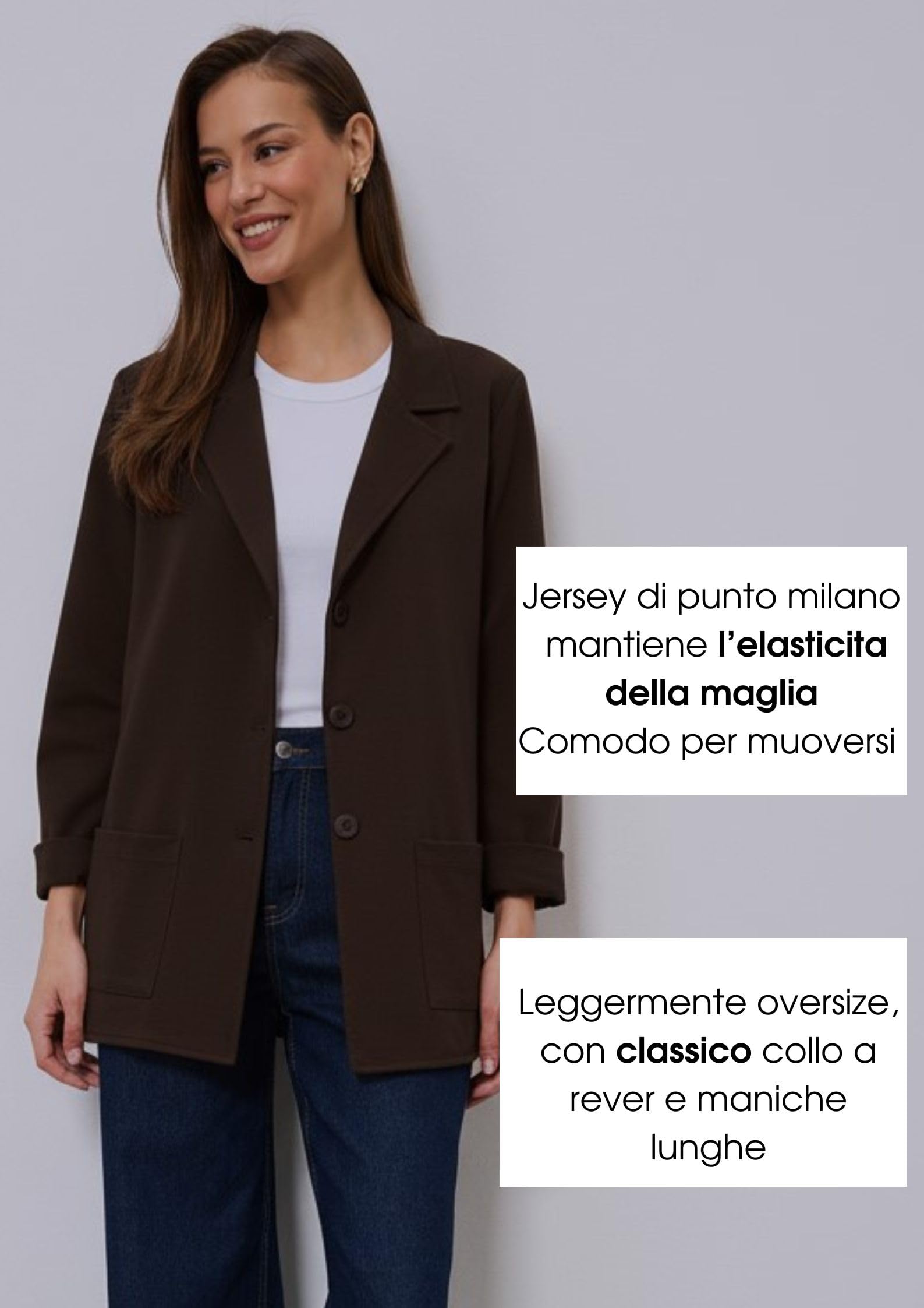 Blazer Donna Elegante Lungo - Giacca per Completo Cerimonia Made in Italy, Coprispalle Cardigan Taglie Forti Primavera Estate Curvy