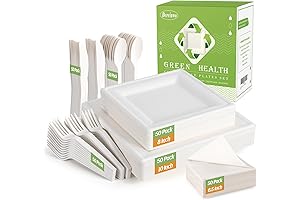 Compostable Disposable Paper Plates Set: Eco-Friendly Recyclable Plates for Party