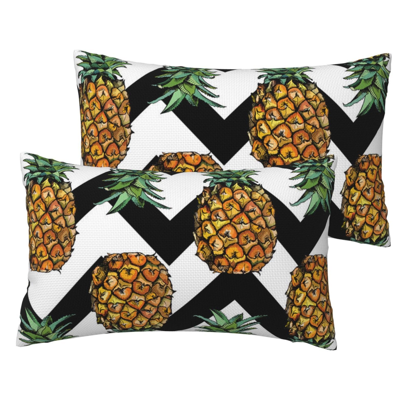 Housse de coussin déco été motif ananas lot de 2 pour canapé et terrasse couverte