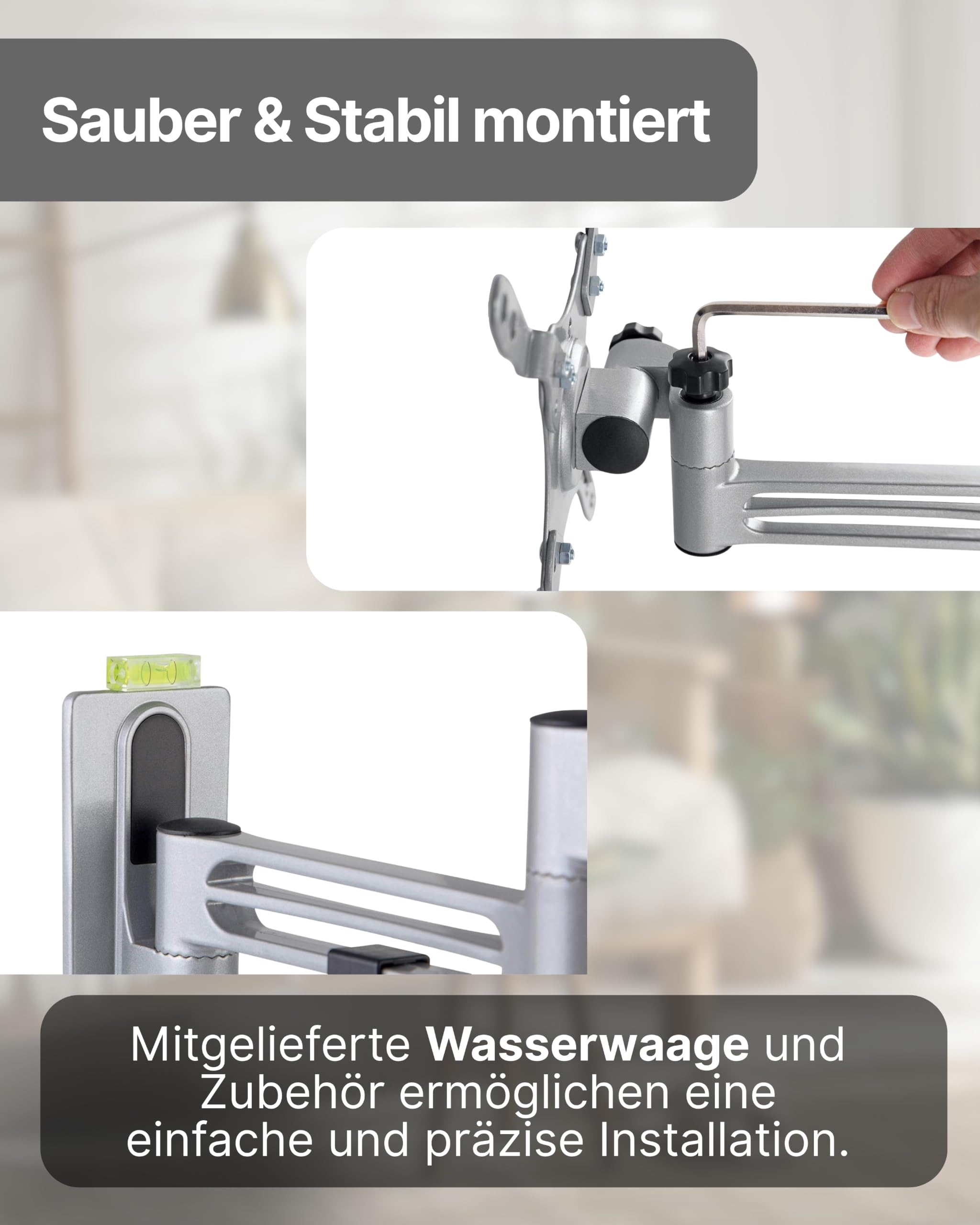 SCHWAIGER TV-Wandhalter I 13-43 Zoll Fernseherhalterung I neigbar, schwenkbar & drehbar I universelles Montageset für Flachbildschirme I TV-Halterung für Wohnwagen & Wohnmobil geeignet