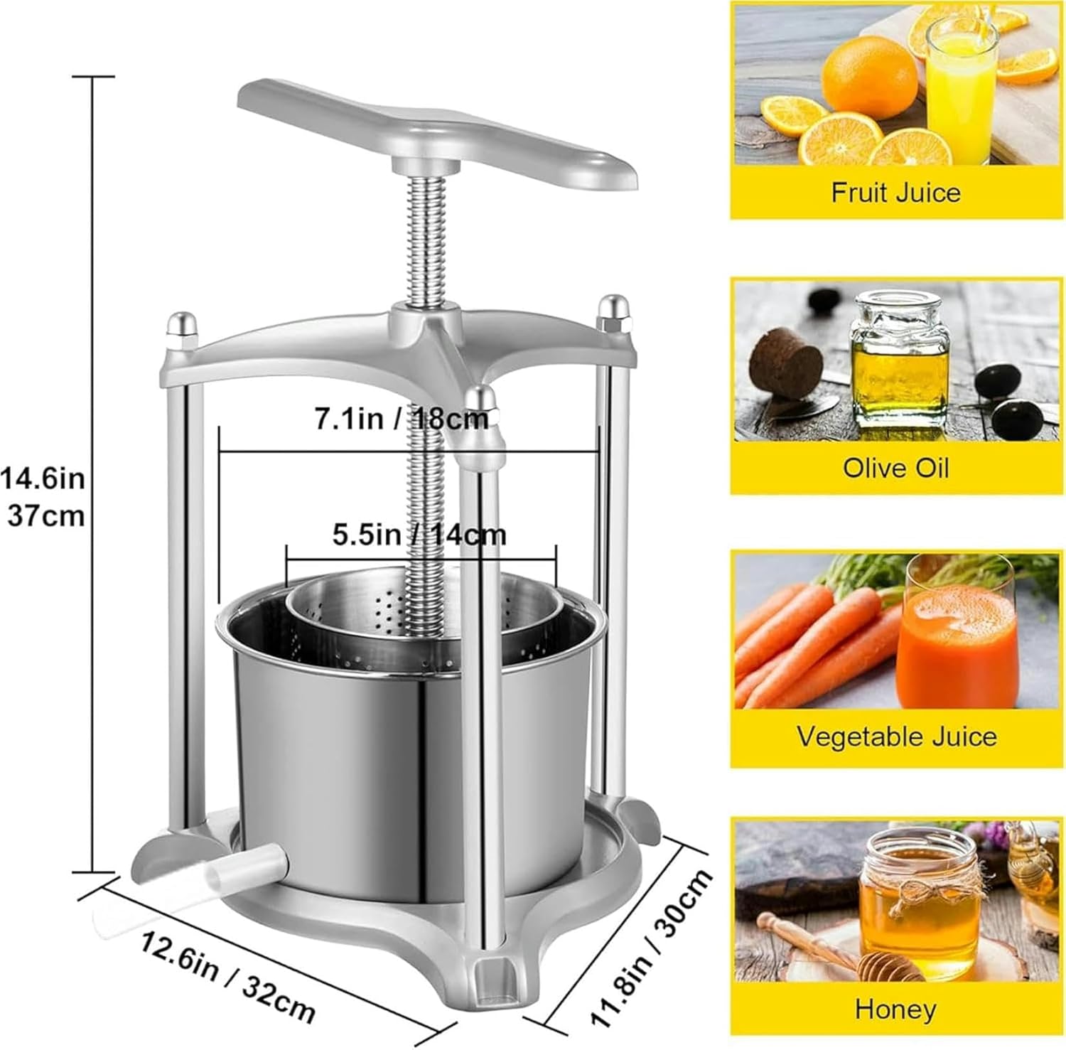 3L Stainless Steel Manual Fruit Wine Press Household Cider Vegetables Tincture Pressing Machine Kitchen~/