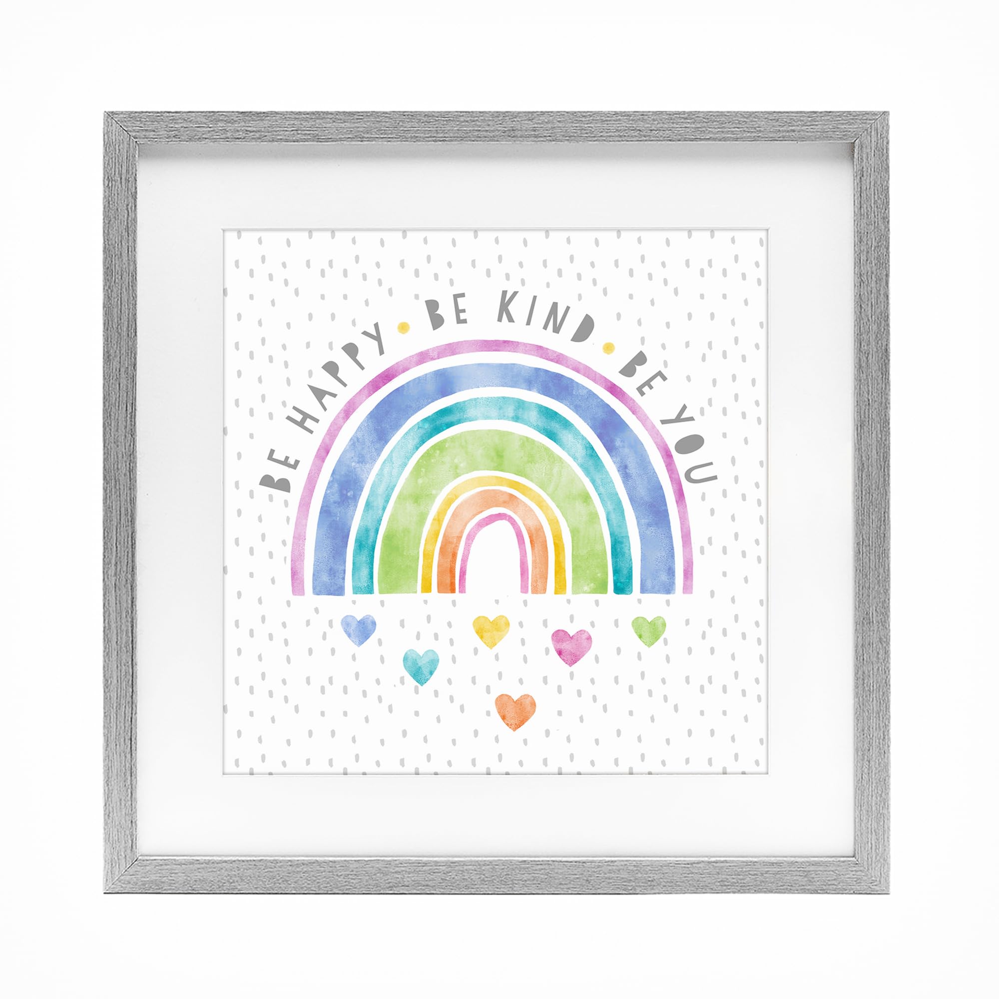 'Be You Hearts & Rainbow'| Framed Print Under Glass