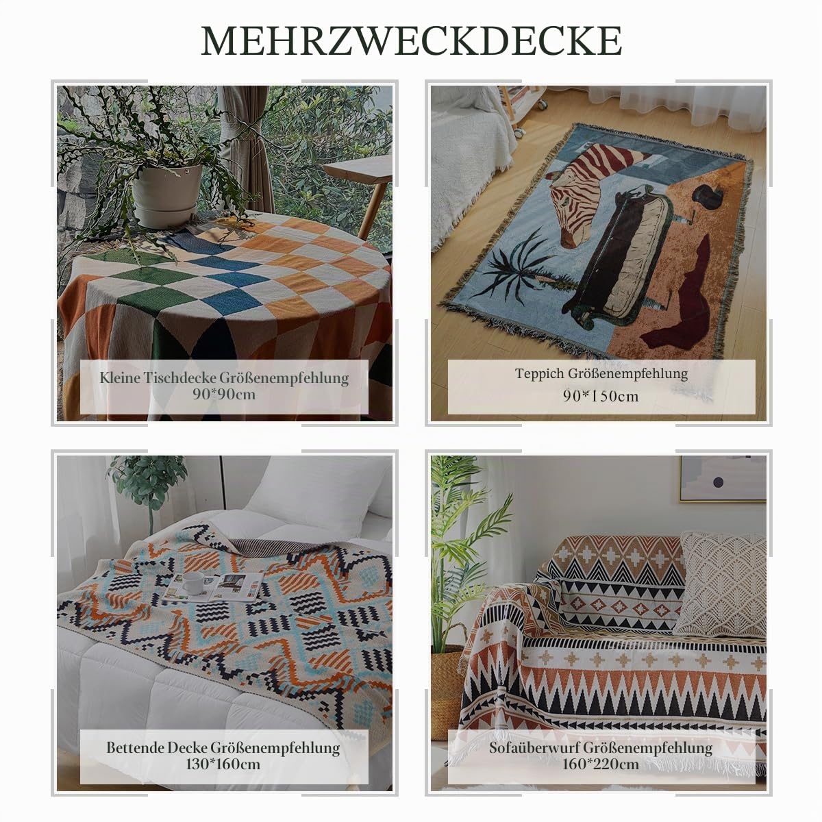 LumiSyne Azteken Navajo Überwurfdecke Baumwolle Gewebt Decke Mit Quast Tribal Ethnische Stil Geometrisch Muster Doppelseitig Dekorative Überwurf Für Bett Couch Sessel Wandteppich Tischdecke Teppich
