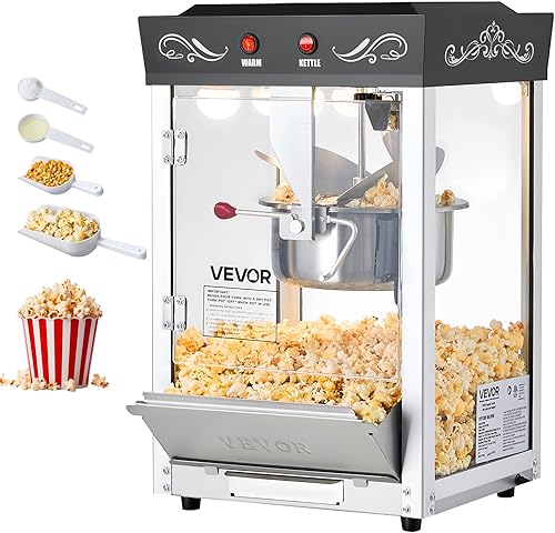 VEVOR Máquina de palomitas de maíz, hervidor de acero inoxidable de 8 onzas, máquina comercial de palomitas de maíz de 800 W, 48 tazas por lote