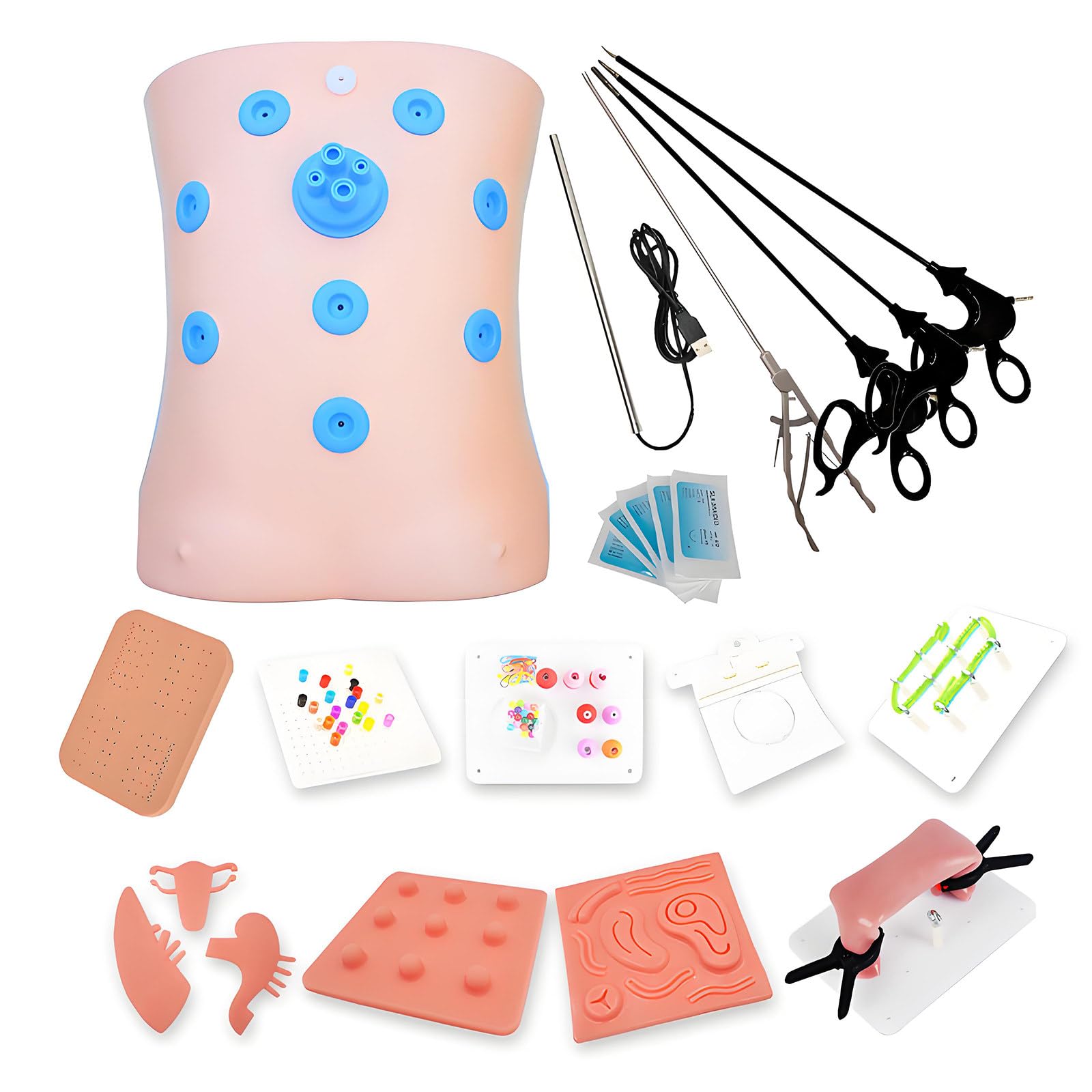 ROGHA Portable Lap Training Box & Basic Laparoscopic Skills Trainer with Endoscope,Invasive Surgery Trainer Teaching Equipment Modules Kits,for Surgeons Students