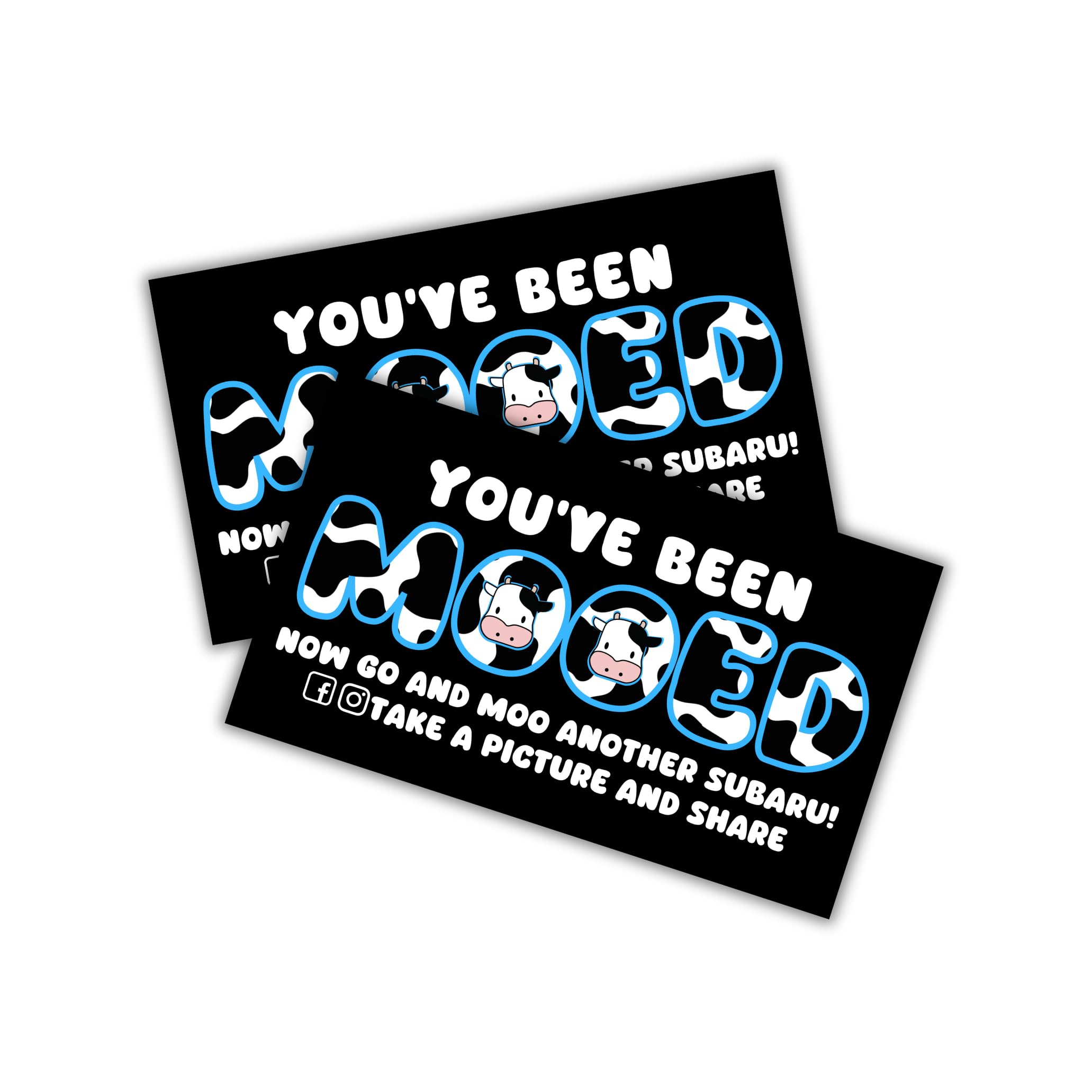 Lashicorn Moo Moo Sub Car Cow Duck Tags Cards | 50 pk 2x3.5” Game You’ve Been Mooed Ducked Duck SUV for Sub Aru Rubber Cow Car Moobaru