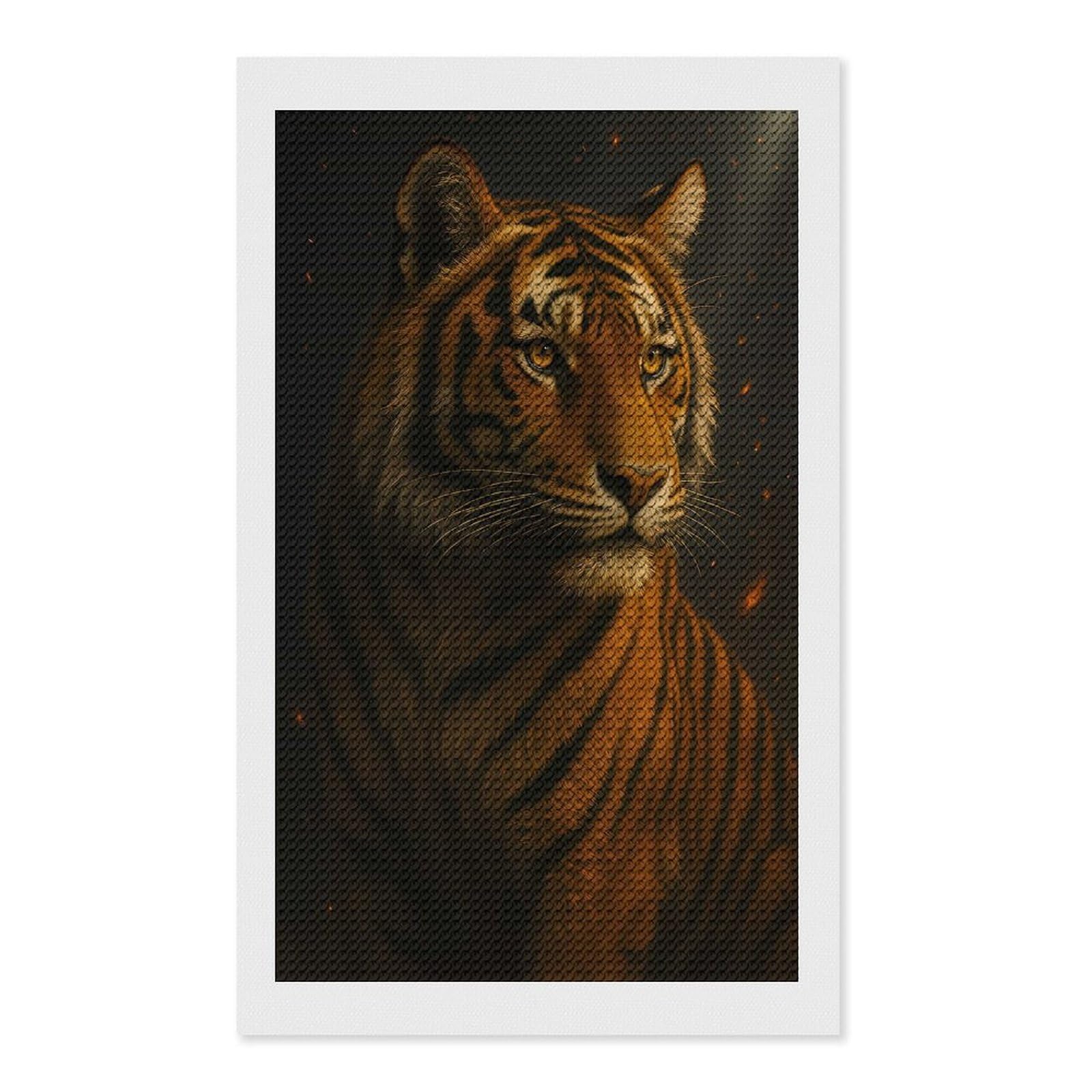 Junmoney Majestic Tiger Portrait Diamond Painting Canvas Set 12"x20", with Tool Kit, Easy to Enjoy, Home Wall Decor, Thoughtful Handmade Gift