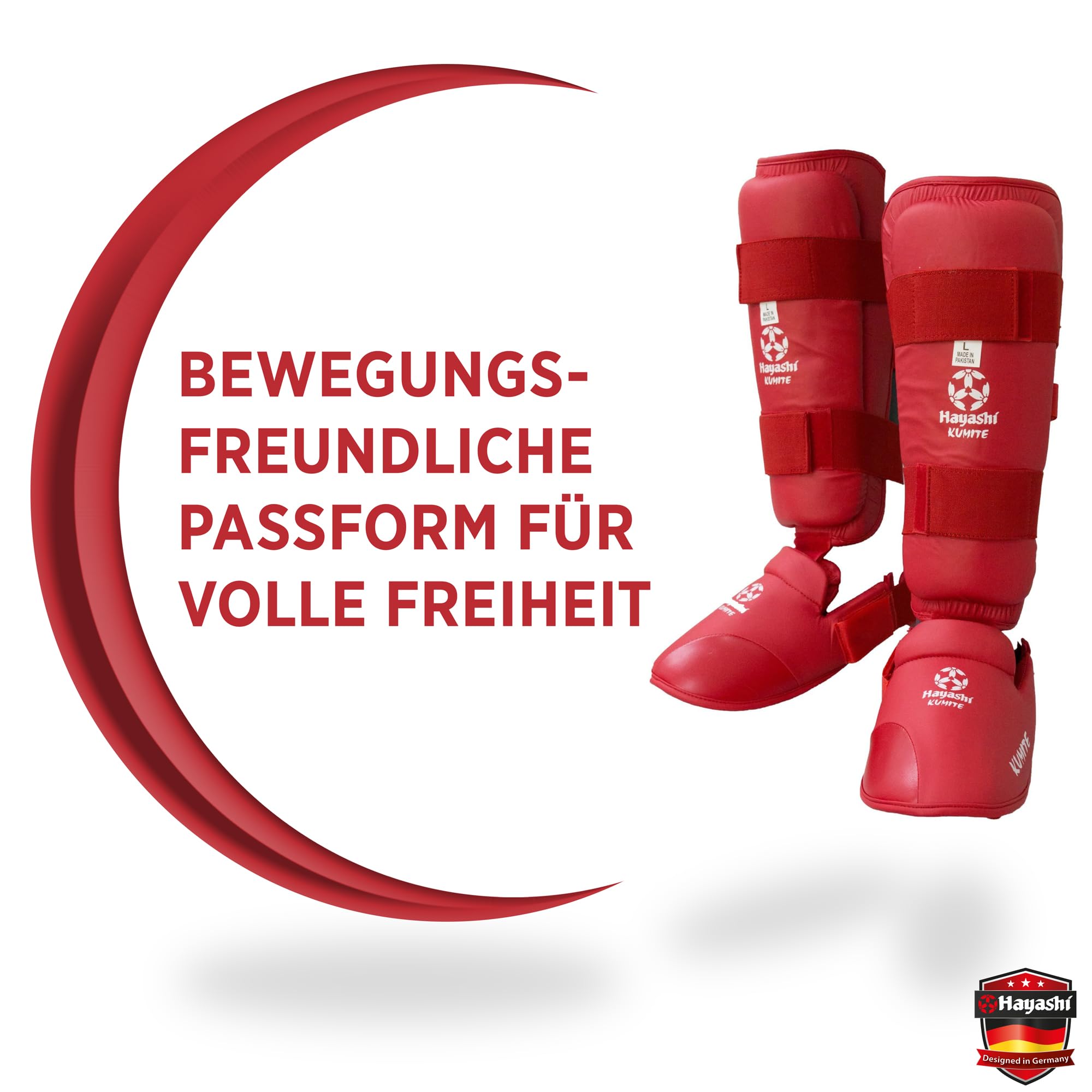 Hayashi Karate Schienbeinschutz und Spannschutz Set – Ergonomische Kumite Beinschützer für Training & Sparring – Stoßabsorbierendes Formschaum-Padding & Verstärkte Front