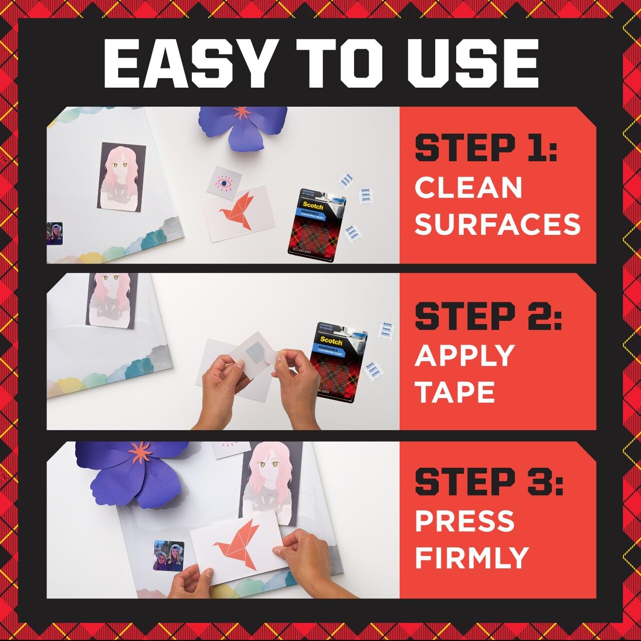 Scotch 859 Removable Clear Mounting Squares, 11/16" x 11/16", Double-Sided Adhesive, 35 Tabs/Pack, 4-Pack (Total 140 Tabs) - Image 8