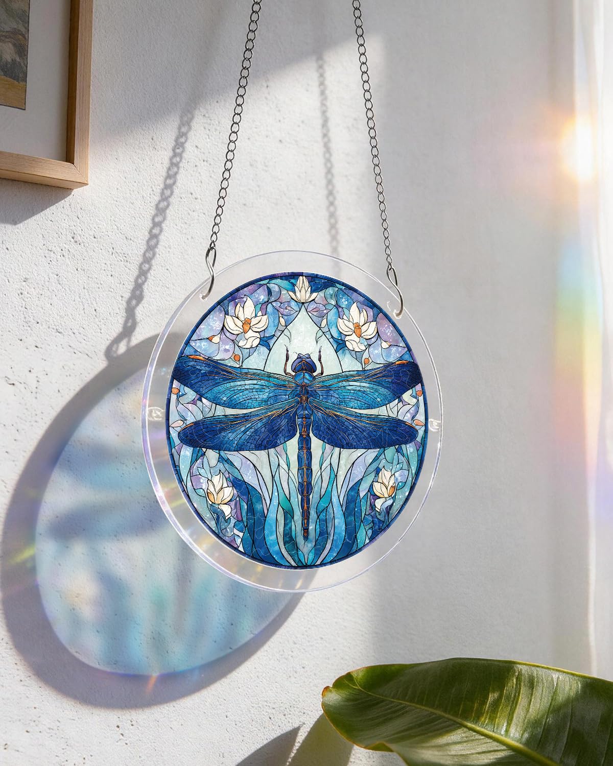 Acrylic Puzzle for Adult, Colorful Moonlit Dragonfly Sun Catchers Window Hanging Panel 83 Pieces Puzzle SunCatchers for Home Decor Birthday Women Men Mom 7.36 in — view 4