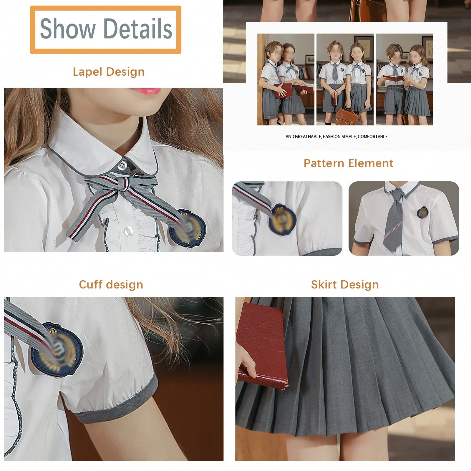 Kinder college schuluniform anzug im britischen stil, sommermode schulkleidung für grundschüler, kindergarten leistungskleidung