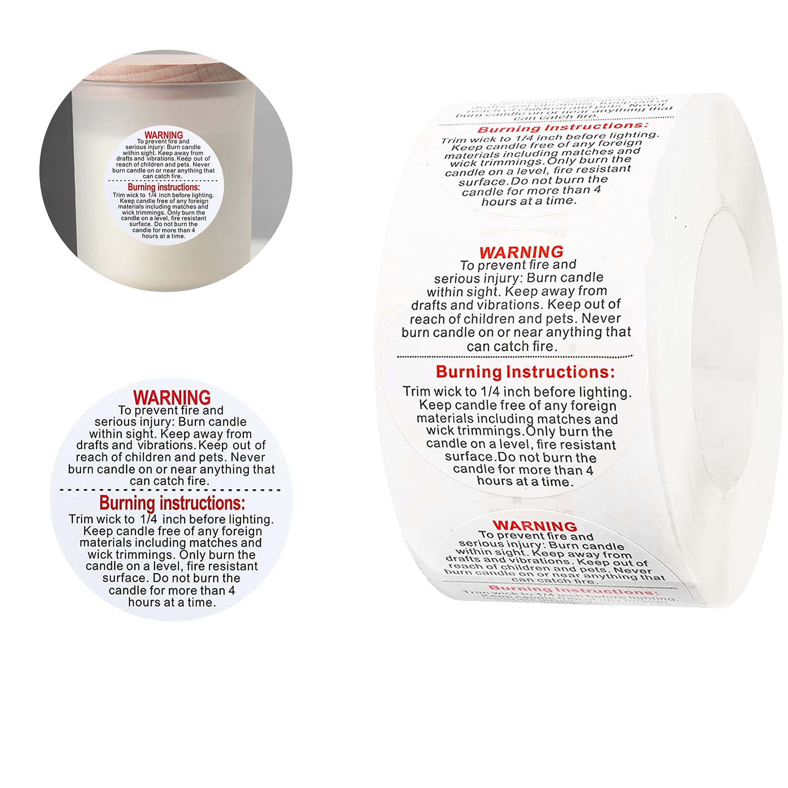 Buy Yiflin Candle Warning Labels 1.5 inch 500 Pcs, Candle Warning