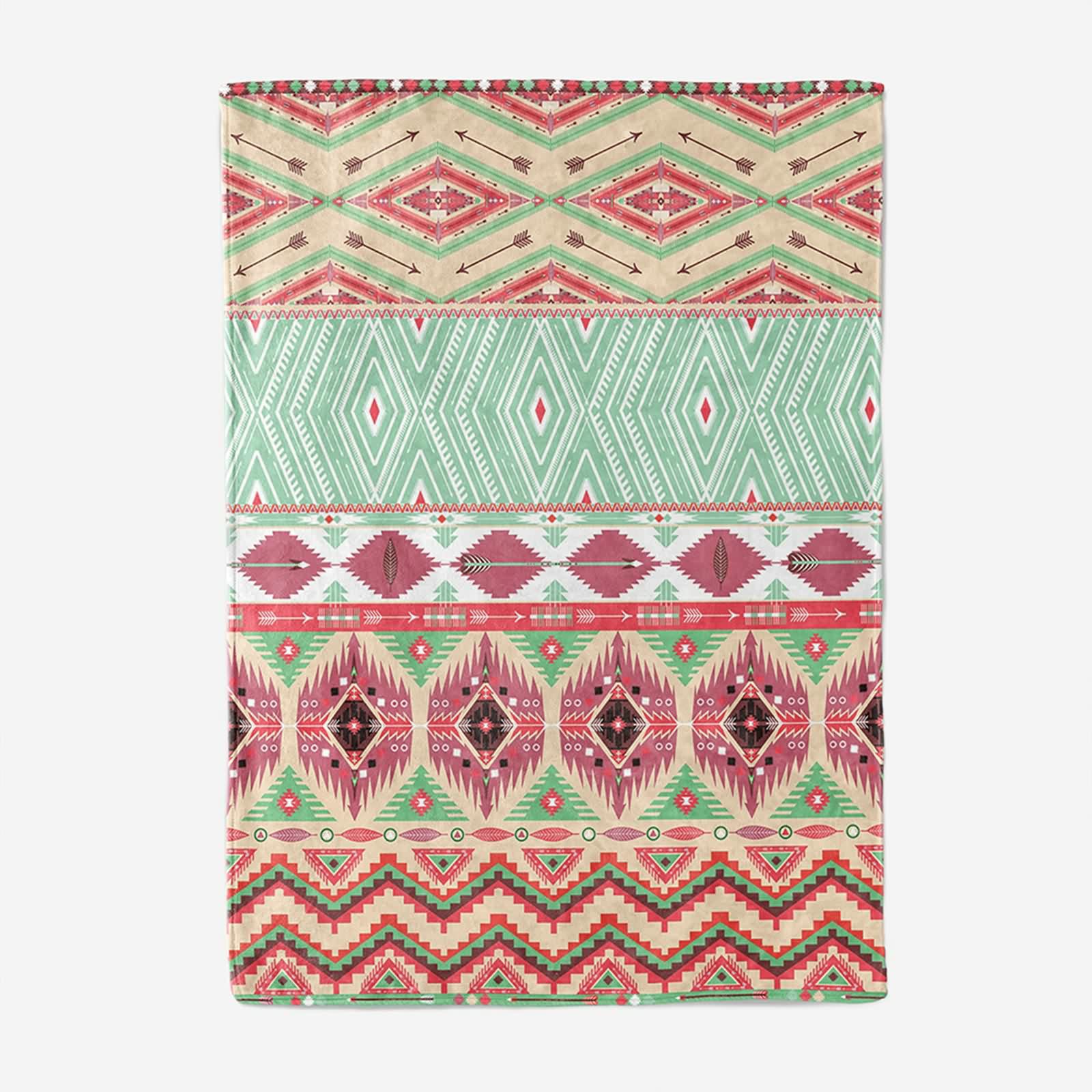 Aeici Koc polarowy, wełniany koc flanelowy 180 x 220 cm wzór w stylu etnicznym koc na sofę do salonu sofa łóżko