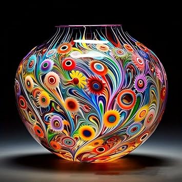 5D DIY Diamond Painting Kits,Round Vase Drill Diamond Art Kits for Adults Beginner, Perfect for Home Wall Decor and Gift