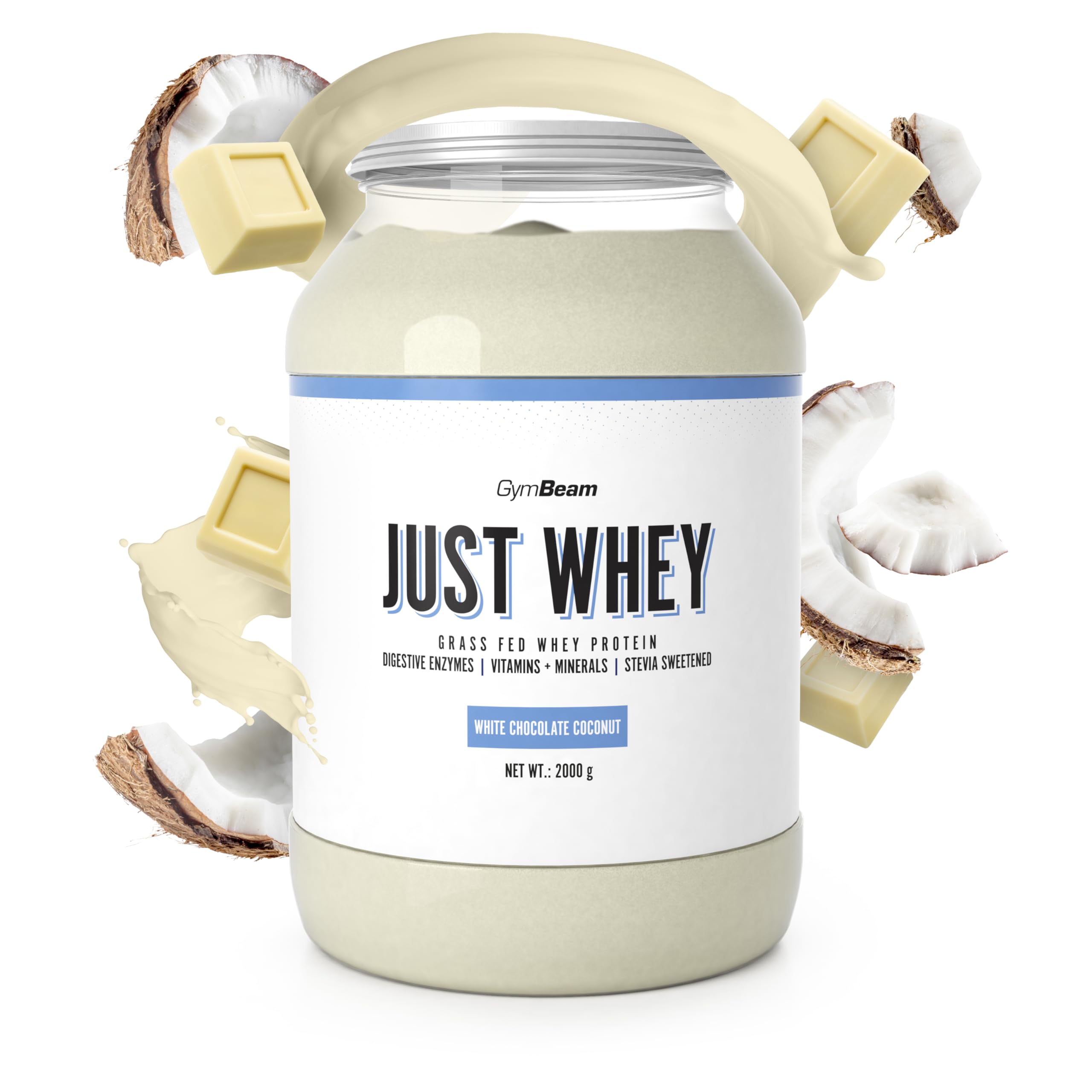 GymBeam Just Whey Protéine en Poudre – Chocolat blanc-Noix de coco – 2000 g