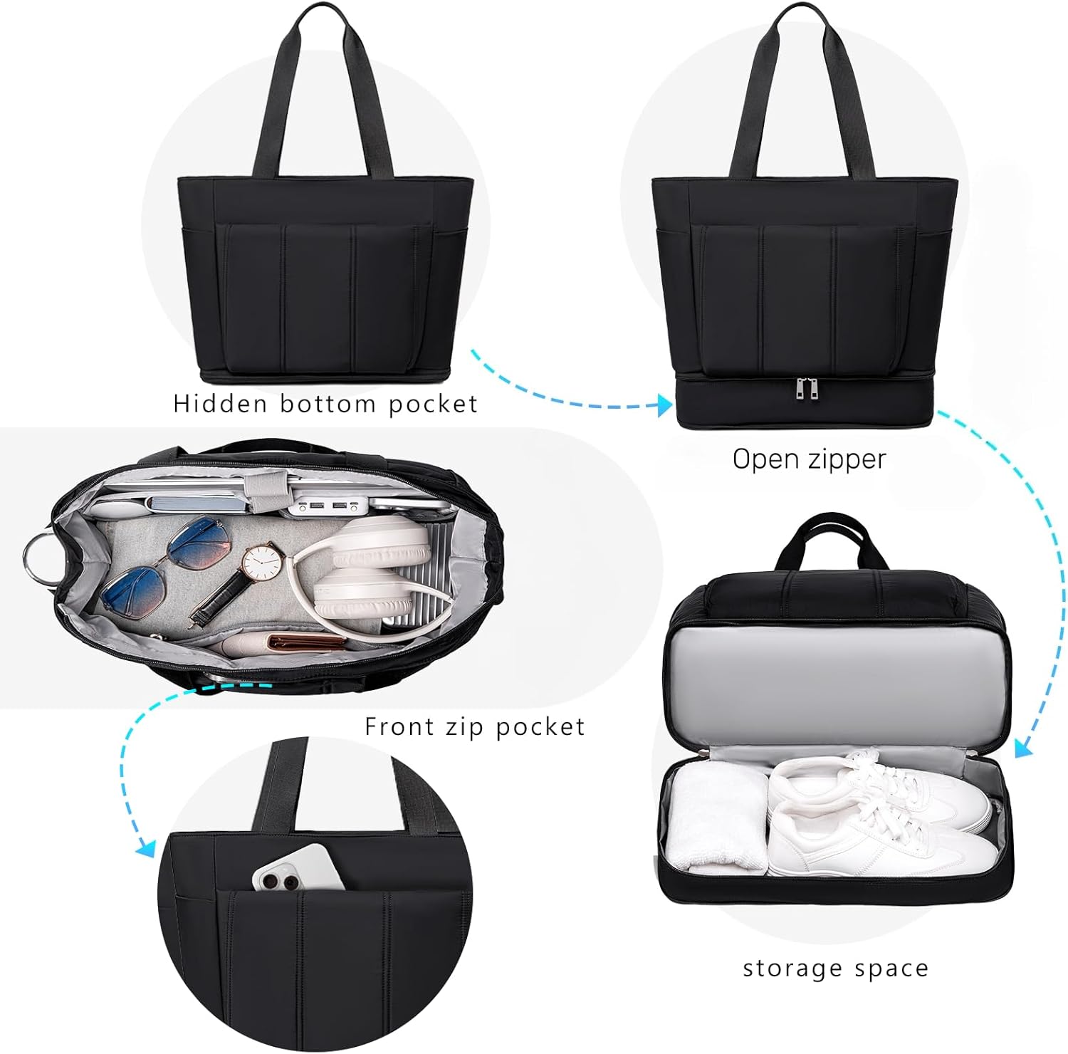 BTOOP 16 Inch Carry On Luggage with Tote Bag Luggage Sets Airline Approved TSA Lock Puffer Quilted Suitcases with Spinner Wheels Lightweight Soft Travel Luggage (Grey)