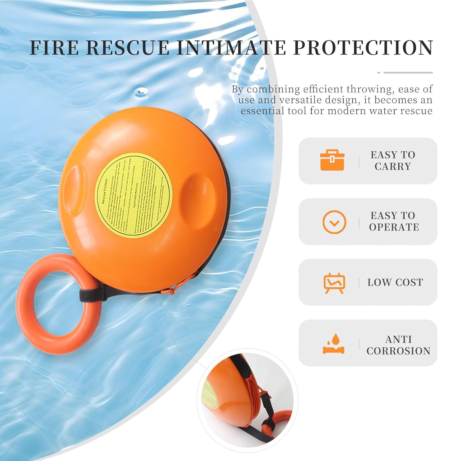 Frisbee per la prevenzione dell'annegamento, disco di salvataggio di emergenza lanciabile per laghi e spiagge, attrezzatura di sicurezza di salvataggio in acqua per yacht e avventure all'aperto