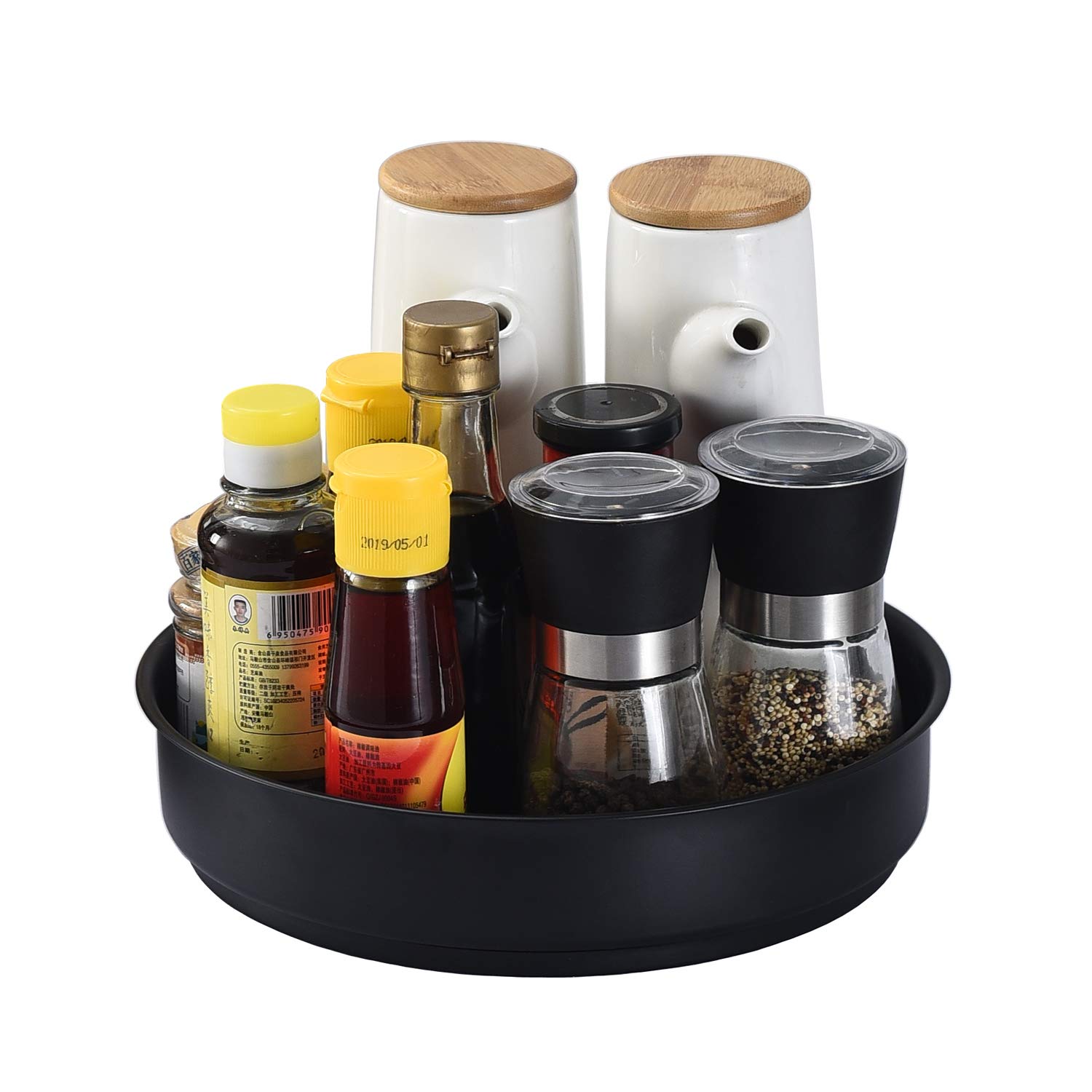 Lazy Susan Drehteller Gewürzregal Schrank-Organizer, drehbarer Aufbewahrungsbehälter für Küche, Speisekammer, Arbeitsplatte, Regal, Tisch, Schminktisch, 30,5 cm, Schwarz