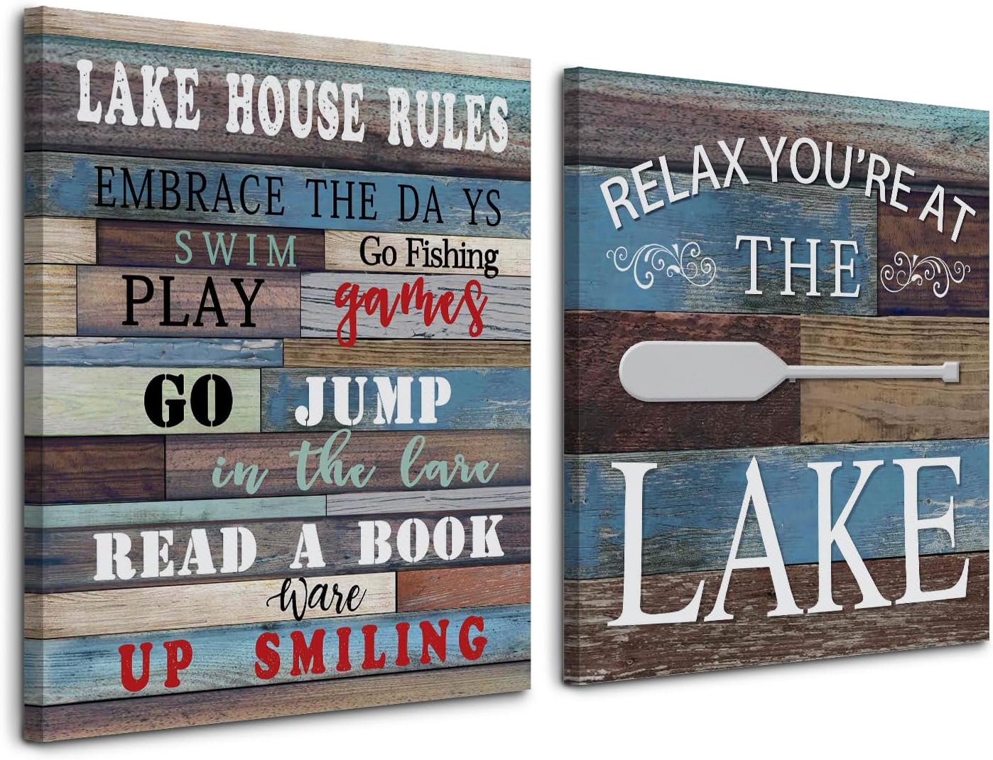 Nogrit lake decor,lake wall art,Lake House Canvas Wall Art 11×14 Set of 3, Lake Themed Decor For Lake House,Gifts for Lake Lovers Lake House Owners,lake wall decor,lake house gifts