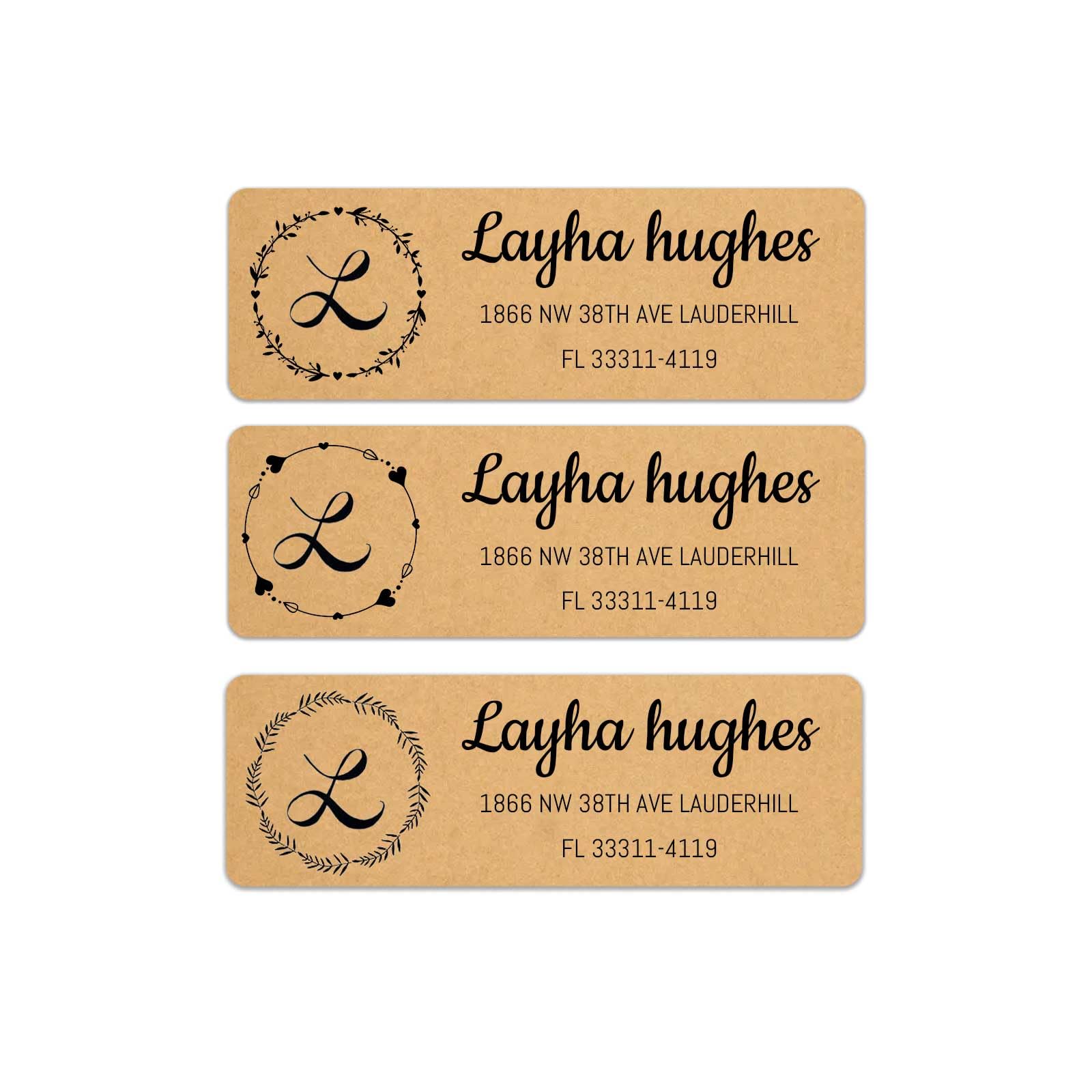 150pcs Personalized Return Address Labels mailing Labels Stickers Customized Package Sealing in kraftpaper 0.75"*2.5" (Kraft Paper)