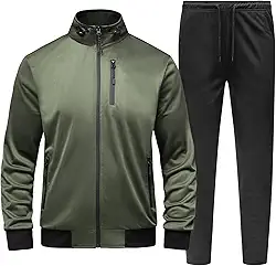 Conjunto de agasalho esportivo masculino com zíper completo, moda para treino, jaqueta e calça de manga comprida, roupa de 2 peças