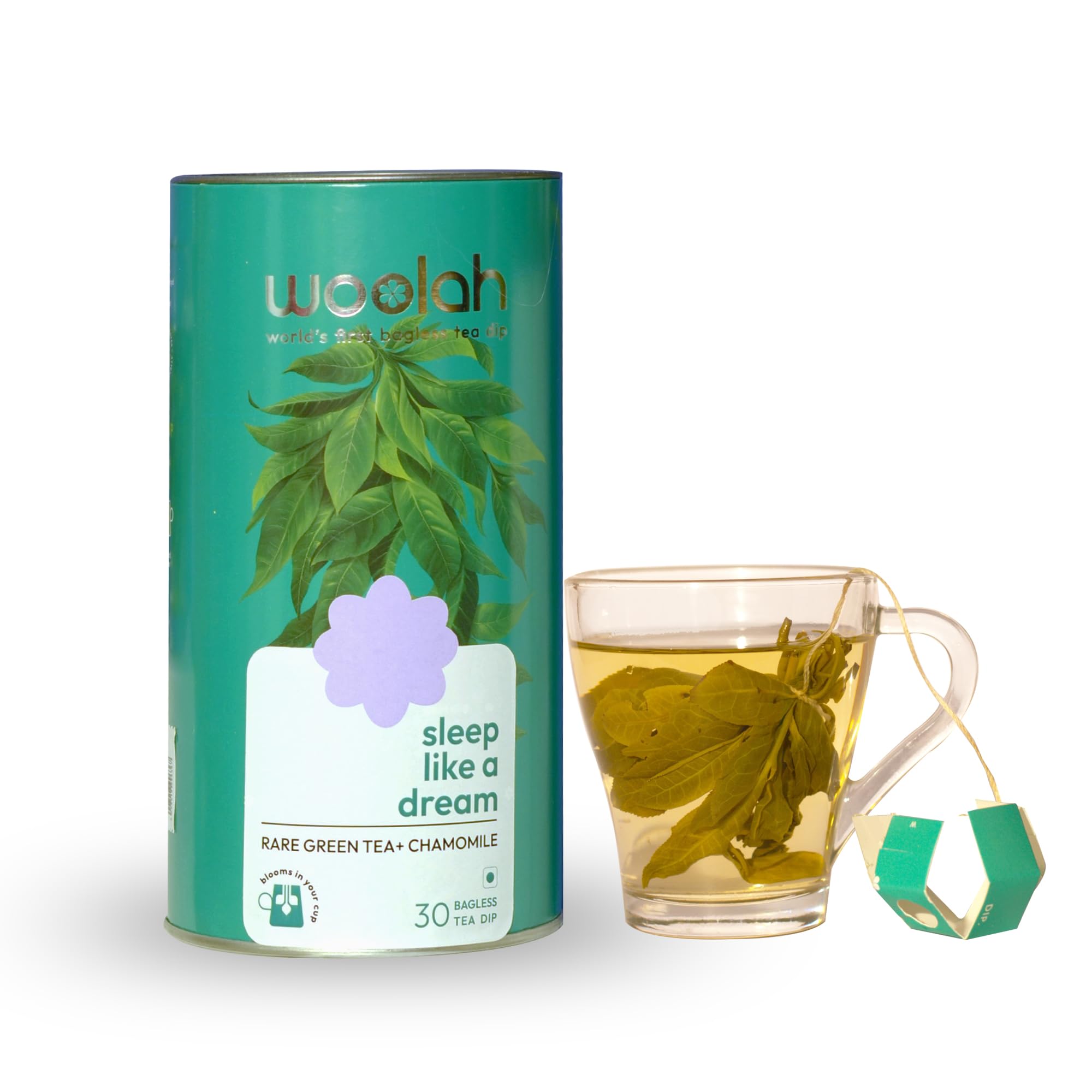 Woolah Rare Assam Green Tea with Chamomile, Organic BAGLESS Tea Dip (30 Dips /60 Cups) 100% PLASTIC FREE, IMPROVES SKIN HEALTH, High EGCG anti-oxidants supports WEIGHT MANAGEMENT and HEART health (B0D47N9CBZ) Amazon Price History, Amazon Price Tracker