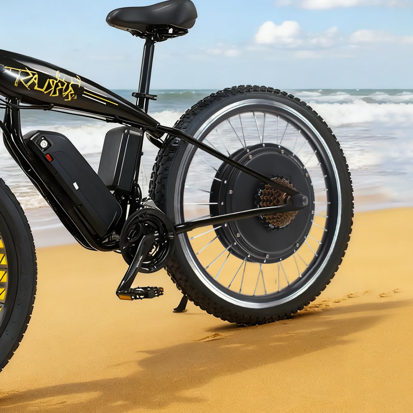 Kit de conversion pour vélo électrique - 1000 W - 48 V - 20" - Couple 40 Nm - Écran LED à 3 vitesses - Contrôleur 30 A - 43 km/h à vide - Frein à disque / frein en V - Idéal pour la montagne, le