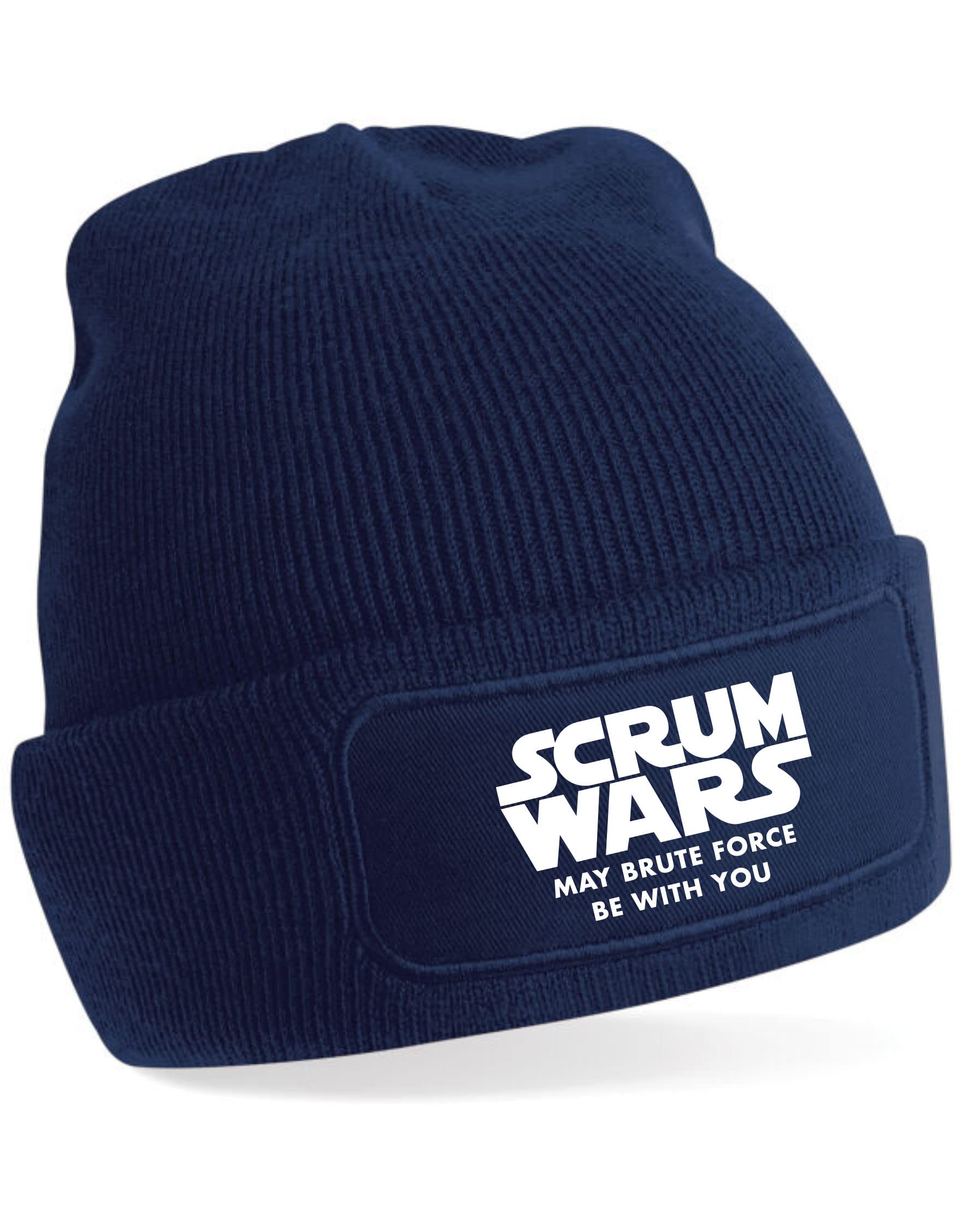 Print4U Scrum Wars Beanie Hat Perfect for Rugby Lovers for Men & Ladies Blue