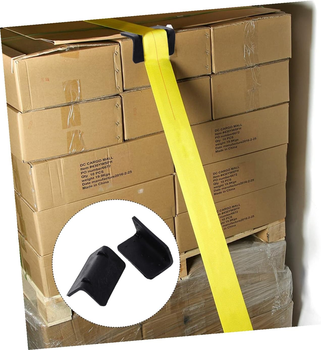 100 Pcs Plastic Strap Corner Protectors, L-shaped Black Edge Guards with Thickened Pads for Packing Straps, Cargo and Moving Pallet Protection in Shipping and Packaging
