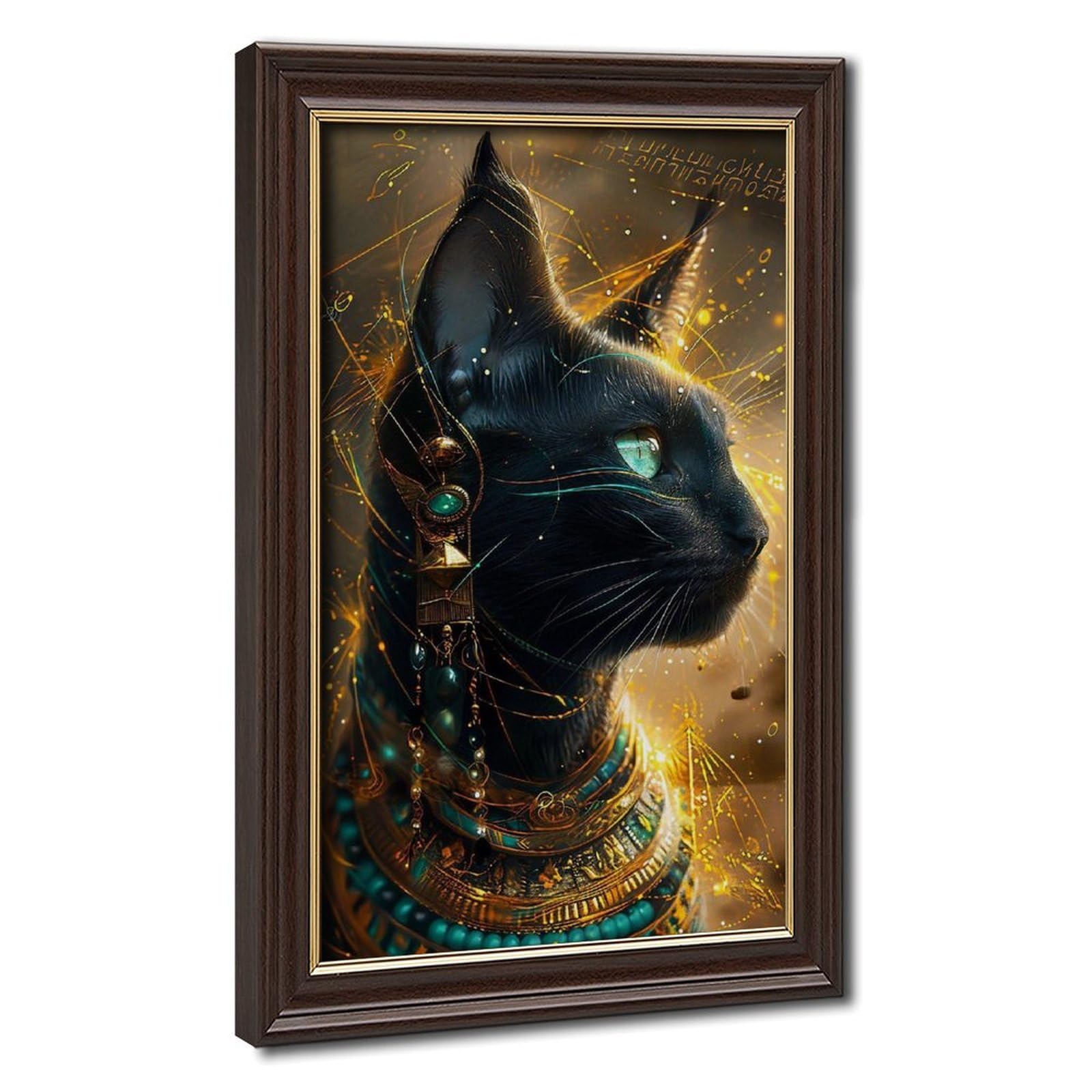 Bareronor Egyptian Abstract Cat Canvas Poster Bedroom Decor Landscape Office Room Decor Gift 12" L X 18" W
