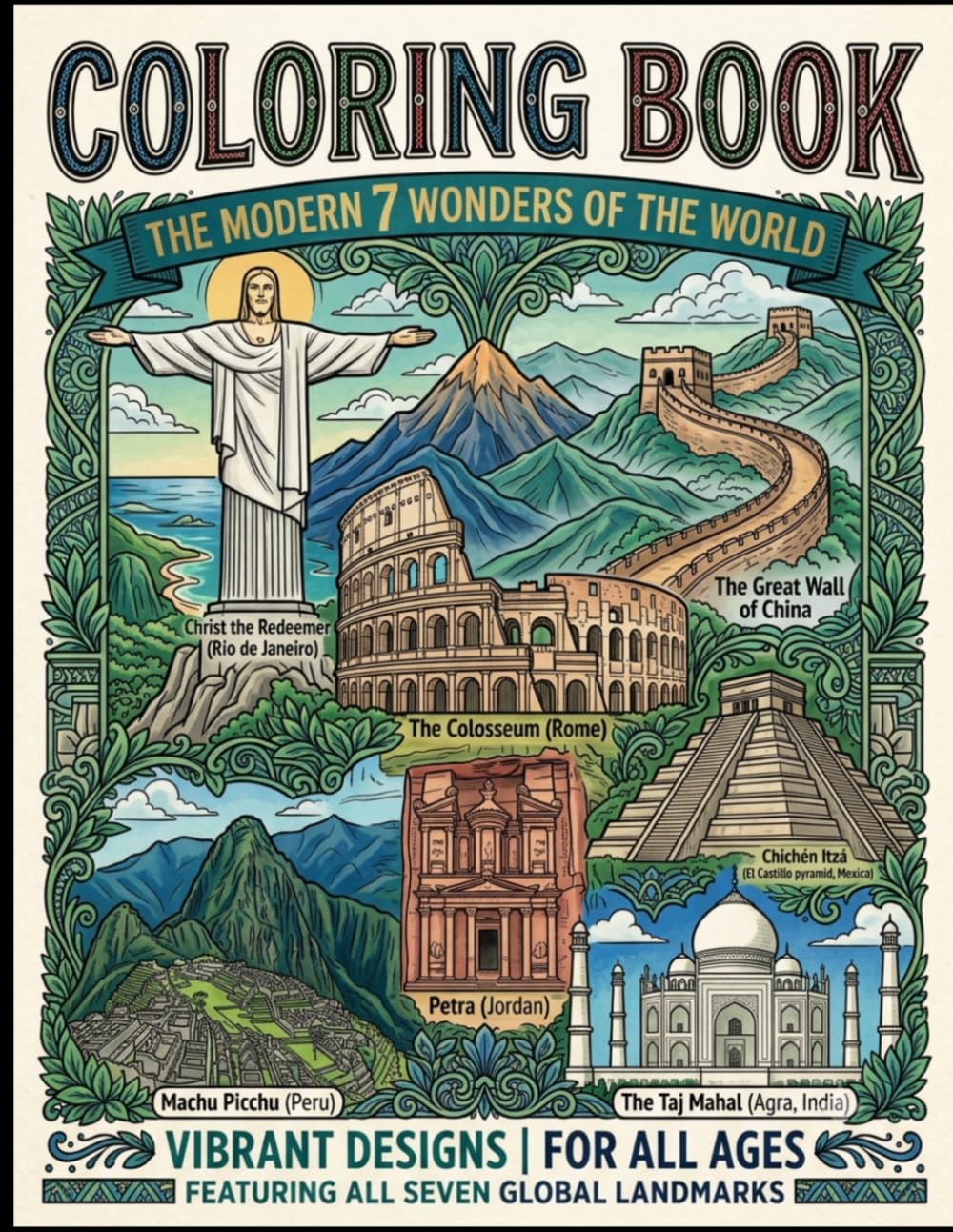 7 Wonders of the World Coloring Book