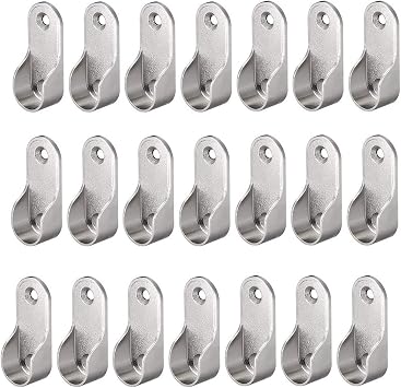 40pcs Zinc Alloy Hardware Oval Closet Rod End Supports 16mm x 30mm Wardrobe Flange Bracket Holder