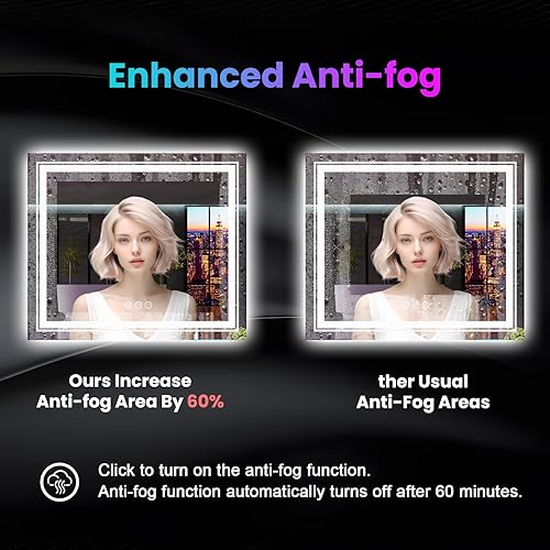 Miniatura 6 de Espejo LED para baño, 72 x 32 pulgadas con 8 retroiluminación RGB + 3 luces delanteras (ajustables individualmente), antiniebla, espejo de tocador