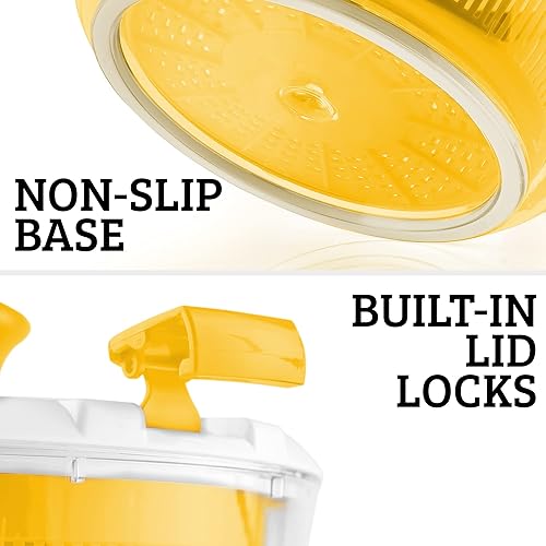 Miniatura 8 de Zulay Kitchen Ensaladera Spinner de gran capacidad de 5 L  Molinillo manual de lechuga con cierre seguro de tapa y mango giratorio  Molinillos de