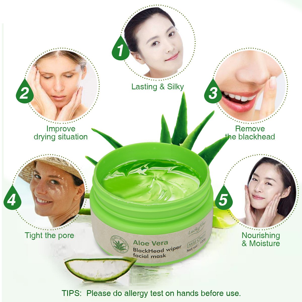Aloe Vera Face Mask, Luckyfine Peel Off Mask, Blackhead Remove Mask