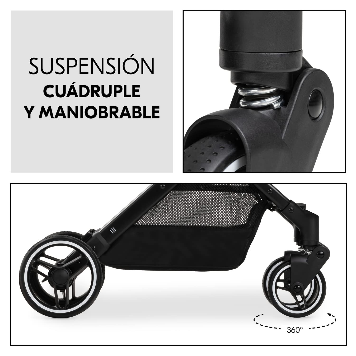 hauck Travel N Care Plus Carrito Bebé Ligero hasta 22 kg - Silla de Paseo Reclinable y Plegable - Ruedas Grandes Antipinchazos - Suspensión - UV 50+ - Cesta Grande - Azul