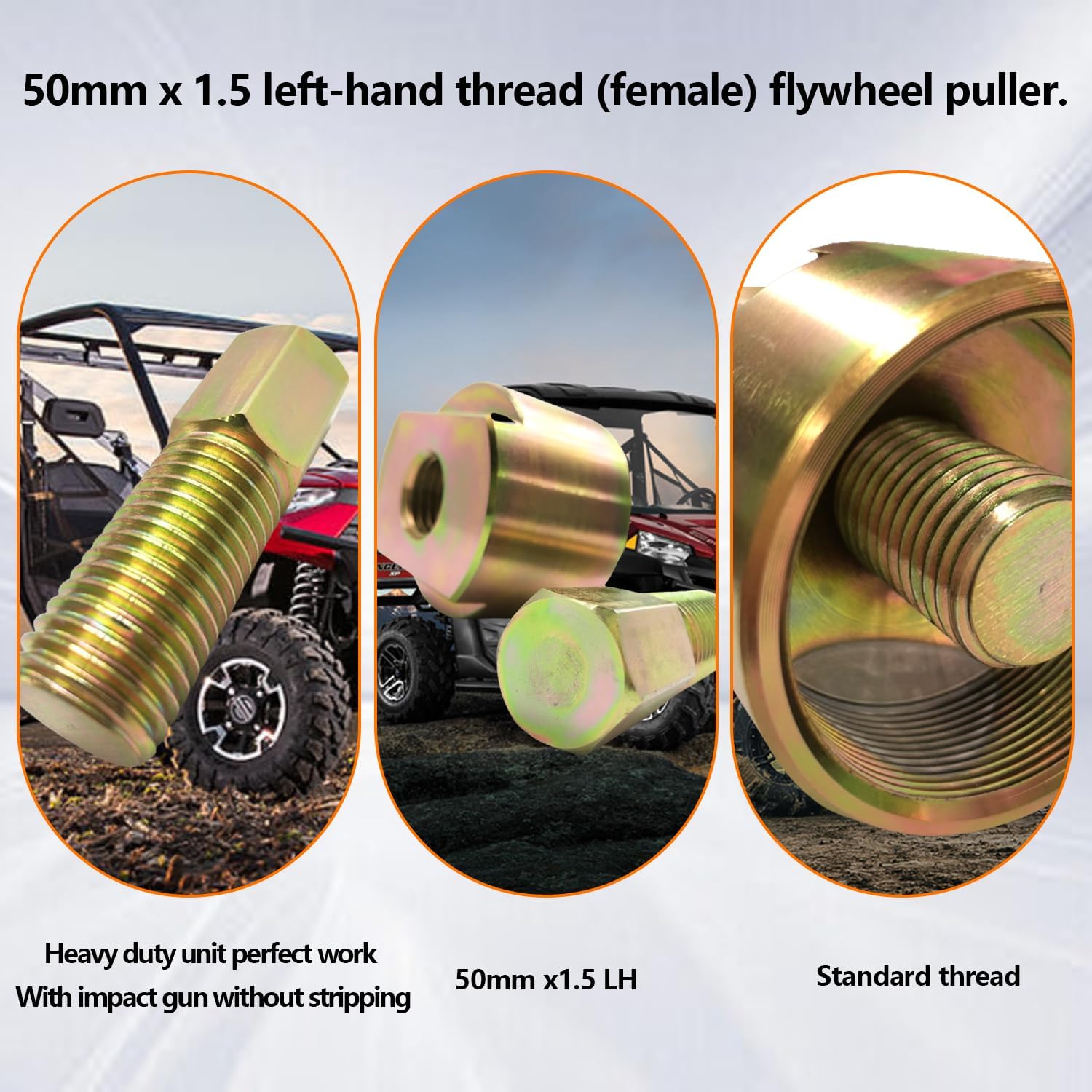 50mm x 1.5LH Flywheel Puller Fit for Polaris RZR 570 900 1000 Sportsman ACE 570 800 900 Ranger 570 900, Flywheel Reomval Tool for Polaris ATV Off-Road Vehicle