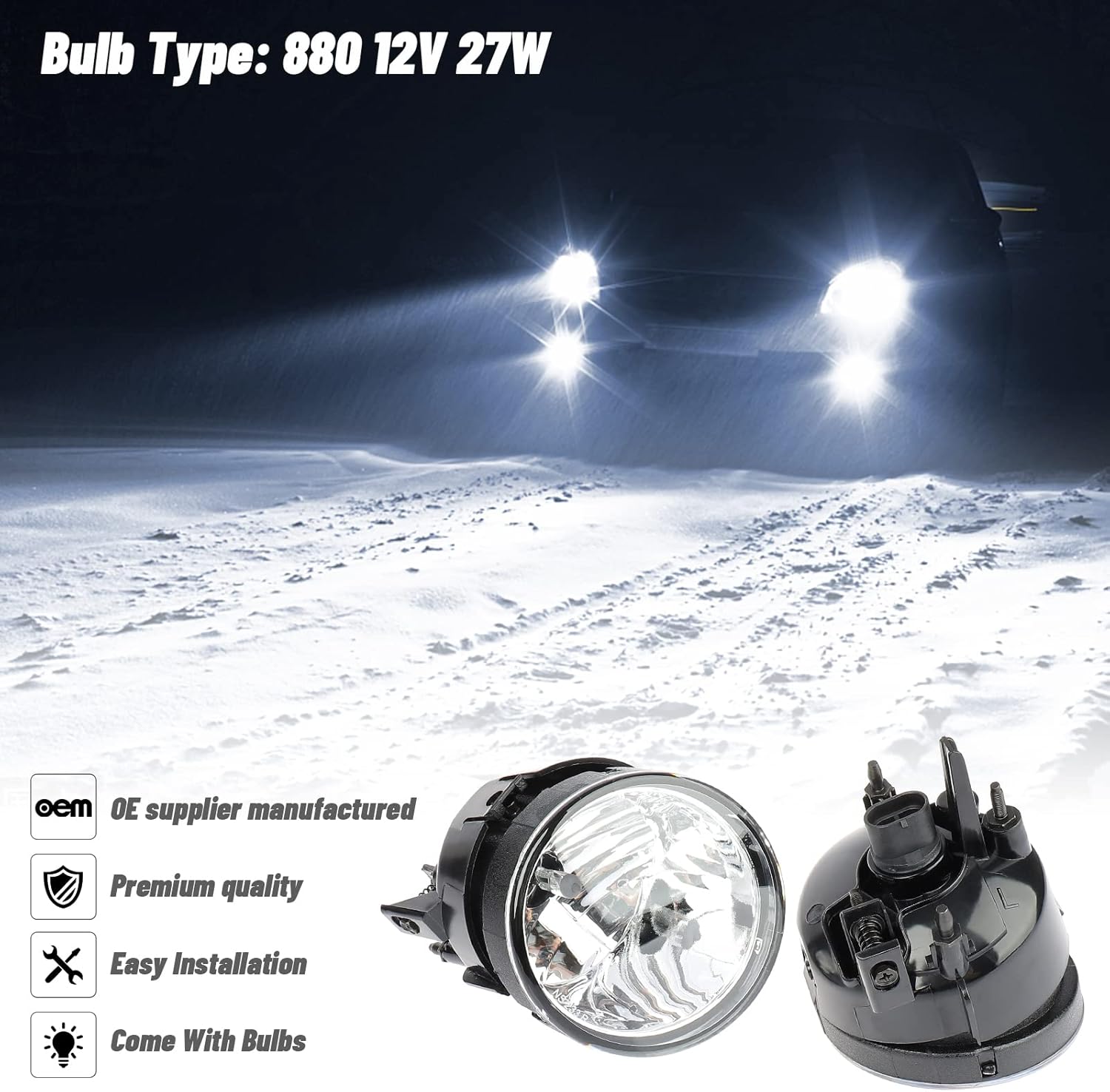 MAYASAF Amber Lens Fog Light Fog Lamp Only fit for Nissan 2005-2007 Armada, 2004 Pathfinder Armada, 2004-2014 Titan