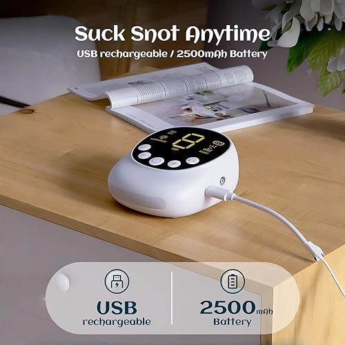 Miniatura 4 de Aspirador nasal para bebé, chupón de nariz para bebé, grado hospitalario, succión eléctrica de nariz con succión ajustable de 9 niveles, recargable