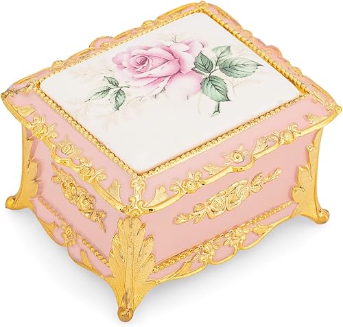 Splendid Floral Music BoxJewelry Box in Rectangular Shape Playing Canon
