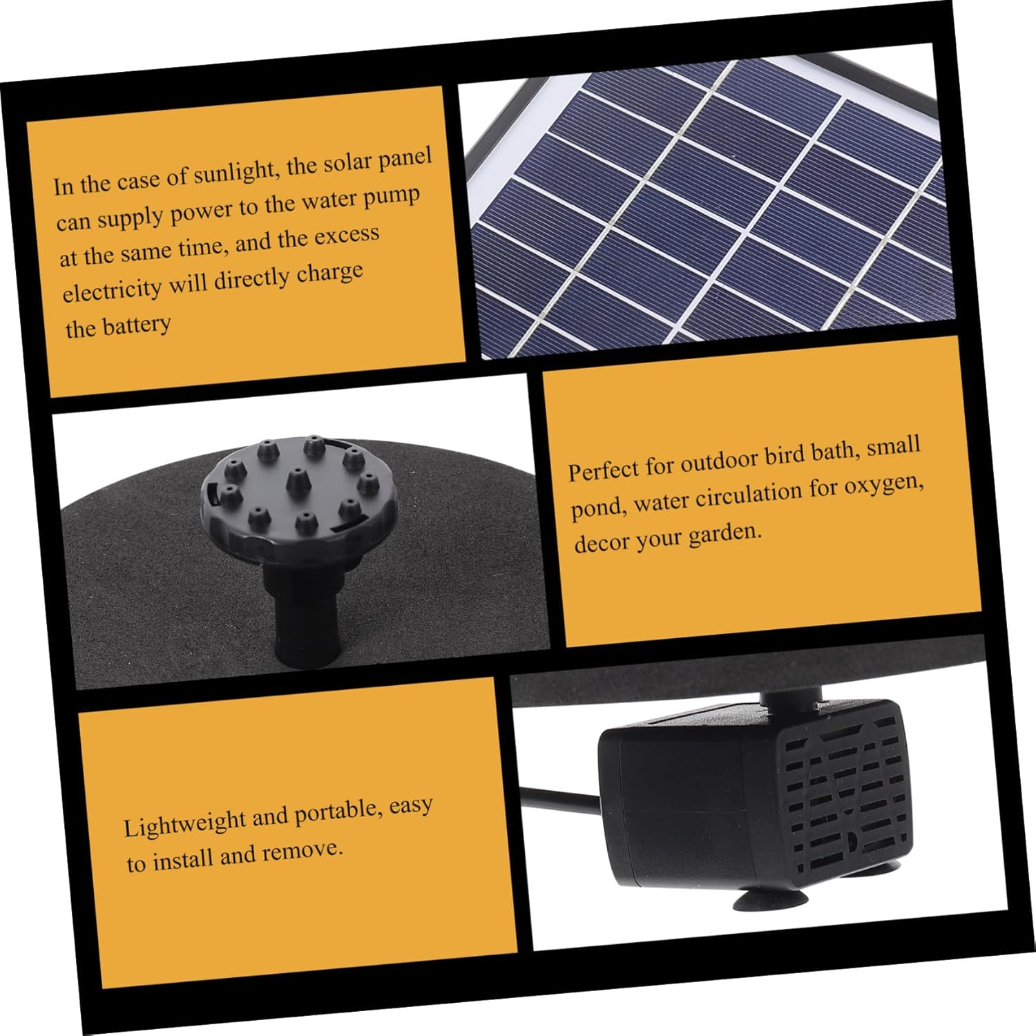 BESTonZON 1set Solar Powered Fountain Pump Floating Water Fountain for Outdoor Garden Bird Bath and Ponds Energy Saving Easy to Clean